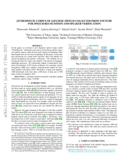 JTubeSpeech: corpus of Japanese speech collected from YouTube for speech
  recognition and speaker verification