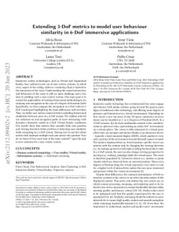 Extending 3-DoF Metrics to Model User Behaviour Similarity in 6-DoF
  Immersive Applications