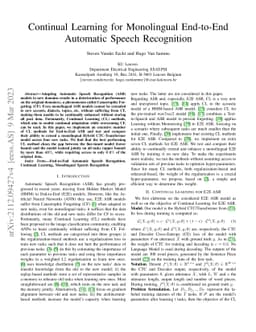 Continual Learning for Monolingual End-to-End Automatic Speech
  Recognition
