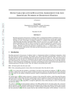 Detectable Quantum Byzantine Agreement for Any Arbitrary Number of
  Dishonest Parties