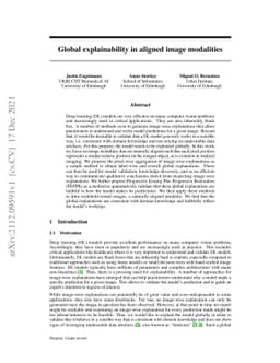 Global explainability in aligned image modalities