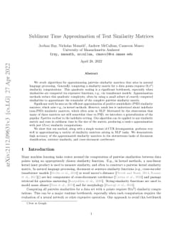 Sublinear Time Approximation of Text Similarity Matrices