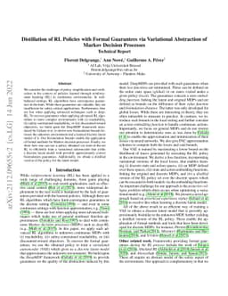 Distillation of RL Policies with Formal Guarantees via Variational
  Abstraction of Markov Decision Processes (Technical Report)