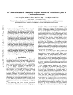 An Online Data-Driven Emergency-Response Method for Autonomous Agents in
  Unforeseen Situations