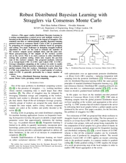 Robust Distributed Bayesian Learning with Stragglers via Consensus Monte
  Carlo