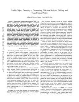 Multi-Object Grasping -- Generating Efficient Robotic Picking and
  Transferring Policy