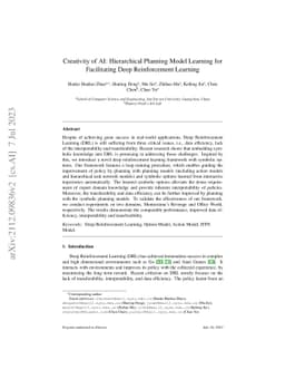 Creativity of AI: Hierarchical Planning Model Learning for Facilitating
  Deep Reinforcement Learning