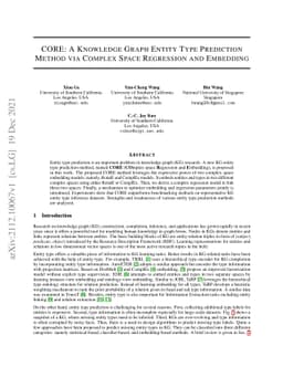 CORE: A Knowledge Graph Entity Type Prediction Method via Complex Space
  Regression and Embedding