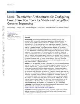 Lerna: Transformer Architectures for Configuring Error Correction Tools
  for Short- and Long-Read Genome Sequencing