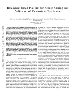 Blockchain-based Platform for Secure Sharing and Validation of
  Vaccination Certificates
