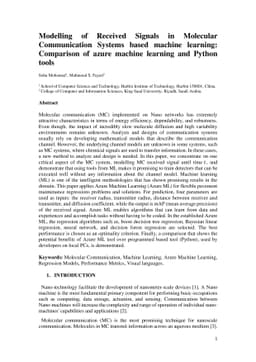 Modelling of Received Signals in Molecular Communication Systems based
  machine learning: Comparison of azure machine learning and Python tools