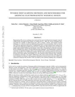 Inverse deep learning methods and benchmarks for artificial
  electromagnetic material design