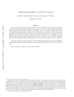 Approximating Bayes in the 21st Century