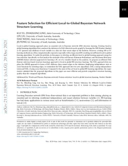 Feature Selection for Efficient Local-to-Global Bayesian Network
  Structure Learning