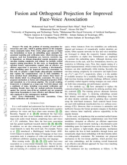Fusion and Orthogonal Projection for Improved Face-Voice Association