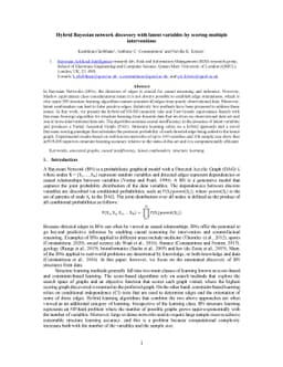 Hybrid Bayesian network discovery with latent variables by scoring
  multiple interventions