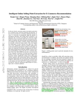 Intelligent Online Selling Point Extraction for E-Commerce
  Recommendation