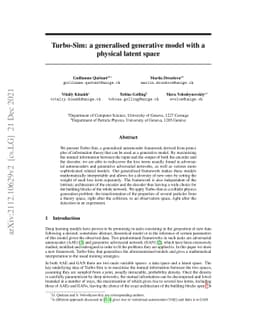 Turbo-Sim: a generalised generative model with a physical latent space