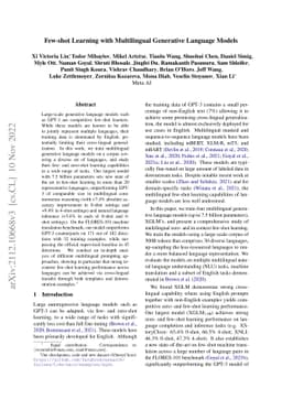 Few-shot Learning with Multilingual Language Models