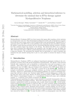 Mathematical modelling, selection and hierarchical inference to
  determine the minimal dose in IFN$α$ therapy against Myeloproliferative
  Neoplasms