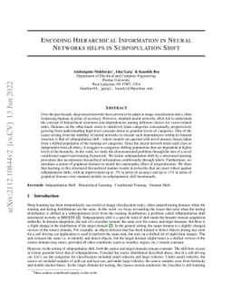 Encoding Hierarchical Information in Neural Networks helps in
  Subpopulation Shift