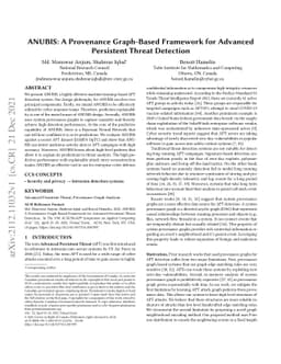 ANUBIS: A Provenance Graph-Based Framework for Advanced Persistent
  Threat Detection