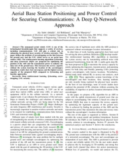 Aerial Base Station Positioning and Power Control for Securing
  Communications: A Deep Q-Network Approach