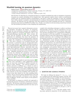 Manifold learning via quantum dynamics