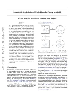 Dynamically Stable Poincaré Embeddings for Neural Manifolds