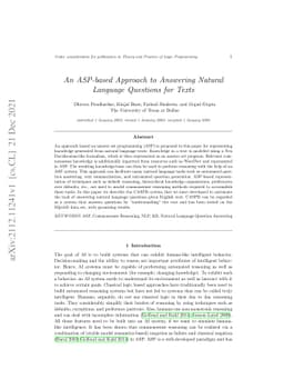 An ASP-based Approach to Answering Natural Language Questions for Texts