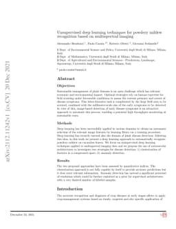 Unsupervised deep learning techniques for powdery mildew recognition
  based on multispectral imaging