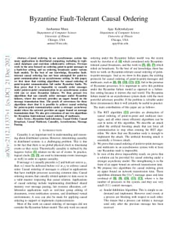 Byzantine Fault Tolerant Causal Ordering
