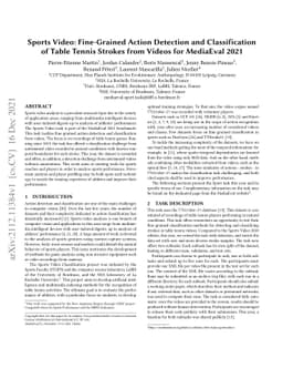 Sports Video: Fine-Grained Action Detection and Classification of Table
  Tennis Strokes from Videos for MediaEval 2021