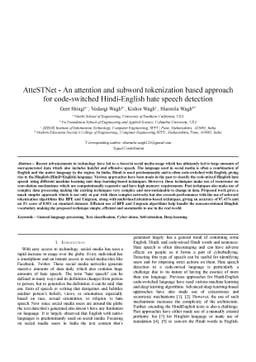 AtteSTNet -- An attention and subword tokenization based approach for
  code-switched text hate speech detection