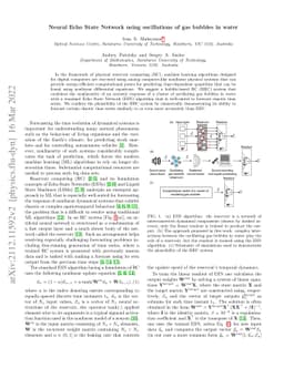 Neural Echo State Network using oscillations of gas bubbles in water