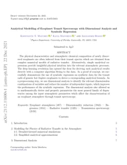 Analytical Modelling of Exoplanet Transit Specroscopy with Dimensional
  Analysis and Symbolic Regression