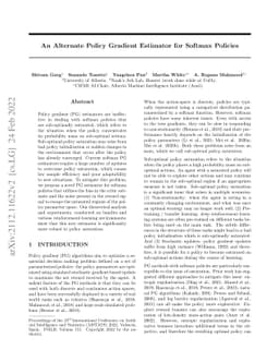 An Alternate Policy Gradient Estimator for Softmax Policies