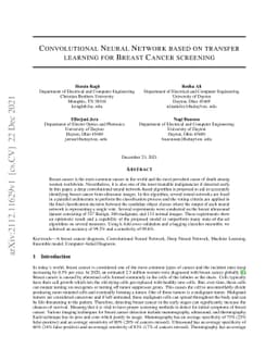 Convolutional neural network based on transfer learning for breast
  cancer screening