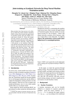 Joint-training on Symbiosis Networks for Deep Nueral Machine Translation
  models