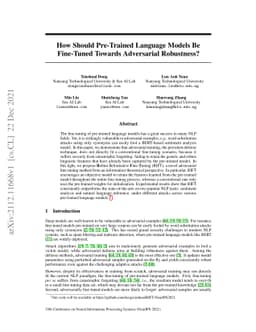 How Should Pre-Trained Language Models Be Fine-Tuned Towards Adversarial
  Robustness?