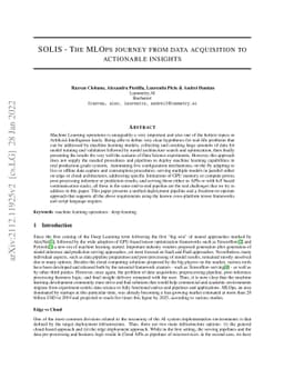 SOLIS -- The MLOps journey from data acquisition to actionable insights