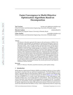 Faster Convergence in Multi-Objective Optimization Algorithms Based on
  Decomposition