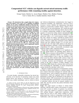 Compromised ACC vehicles can degrade current mixed-autonomy traffic
  performance while remaining stealthy against detection