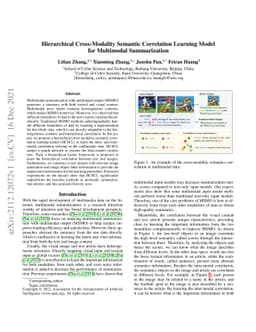 Hierarchical Cross-Modality Semantic Correlation Learning Model for
  Multimodal Summarization