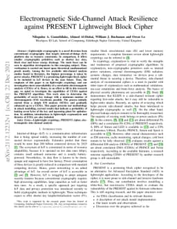 Electromagnetic Side-Channel Attack Resilience against PRESENT
  Lightweight Block Cipher