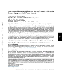 Individual and Group-wise Classroom Seating Experience: Effects on
  Student Engagement in Different Courses