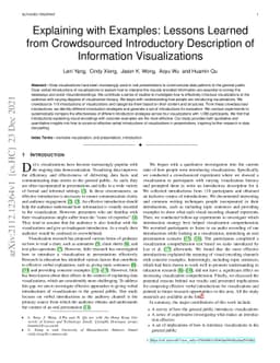 Explaining with Examples: Lessons Learned from Crowdsourced Introductory
  Description of Information Visualizations