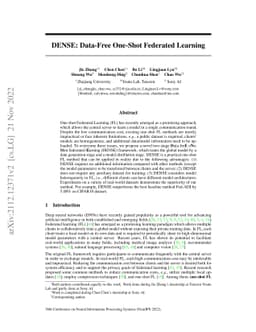DENSE: Data-Free One-Shot Federated Learning