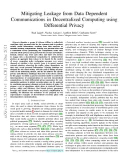 Mitigating Leakage from Data Dependent Communications in Decentralized
  Computing using Differential Privacy