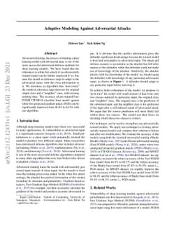 Adaptive Modeling Against Adversarial Attacks